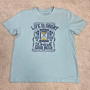 Life Is Good "Life Is Short Drink Good Beer" Graphic T-Shirt Size S